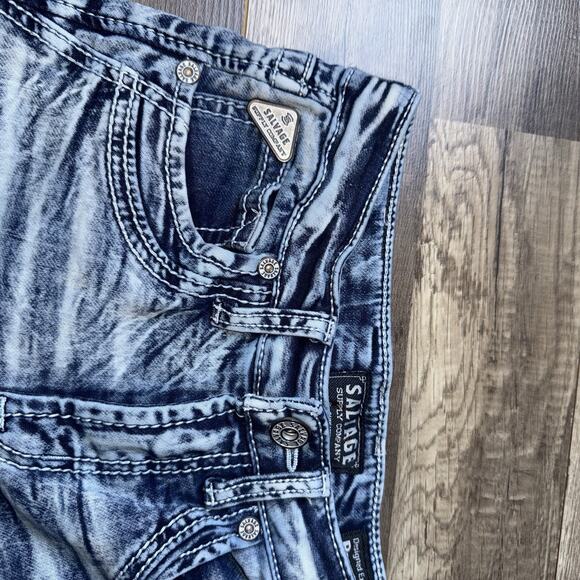 Salvage Supply Co Chaos Bootcut Regular Fit Youth 14R 26x27Blue Distressed Jean - Picture 2 of 7